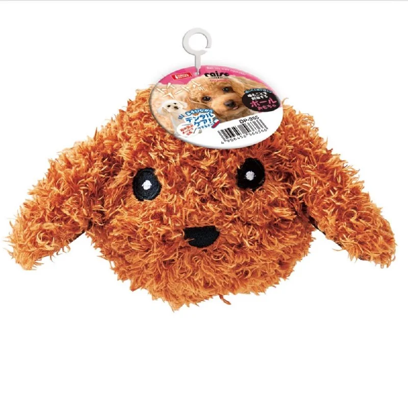 Marukan Ball Shaped Poodle With Squeaker Dog Toy