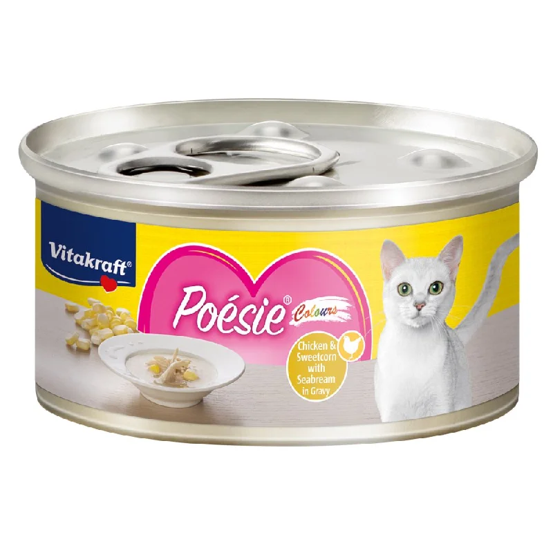 Vitakraft Poesie Colours Chicken & Sweetcorn with Seabream in Gravy Canned Cat Food 70g (Exp 7 Oct)