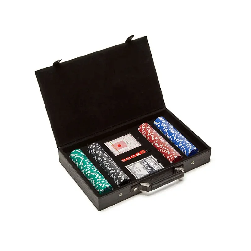 200 Chip Poker Set in Black Crocodile