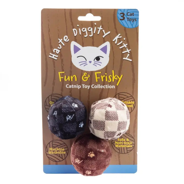 Haute Diggity Dog Kitty Vuiton Balls Organic Catnip Toys