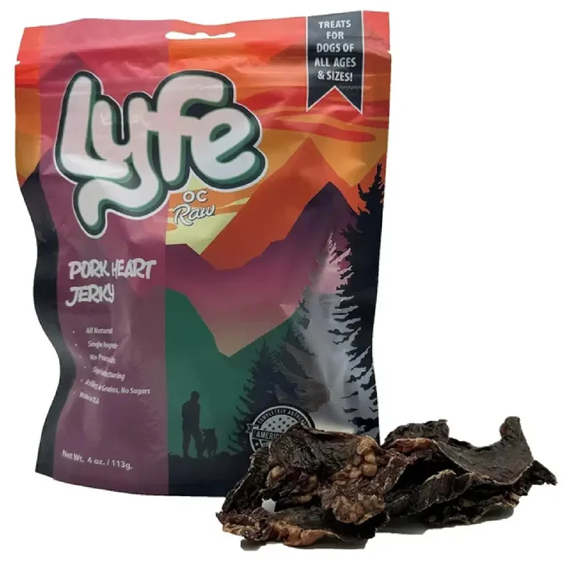 OC Lyfe Pork Heart Jerky for Dogs 4oz